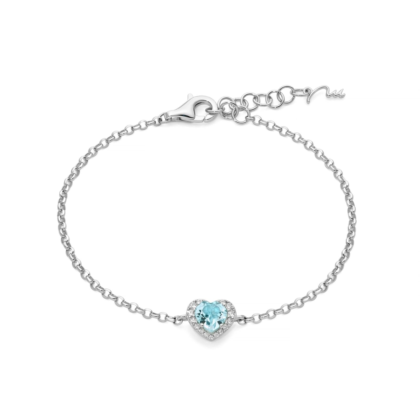 Bracciale Miluna Gemma del Cielo argento topazi cuore piccolo