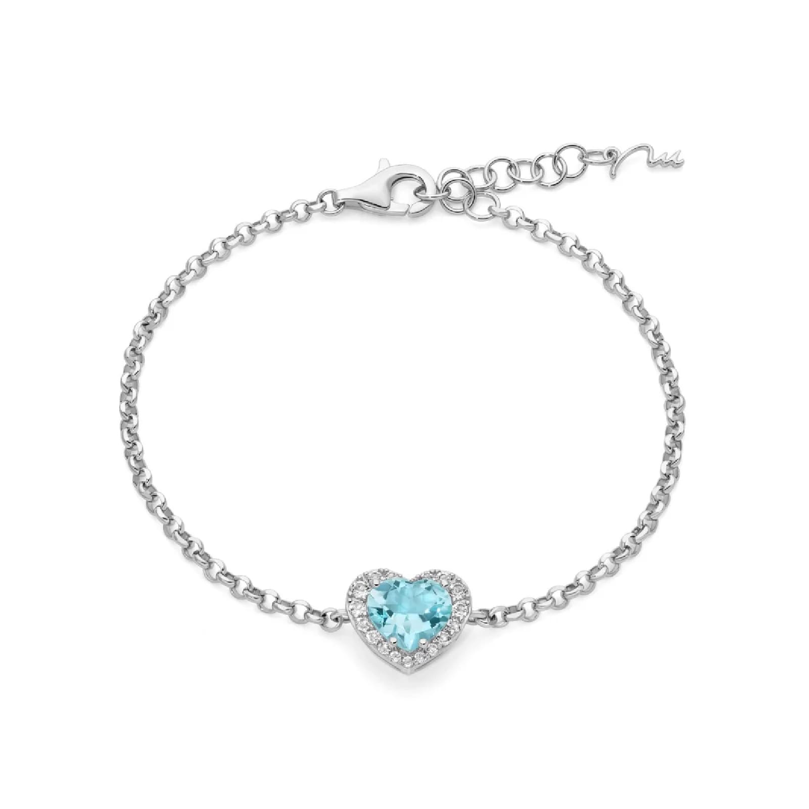 Bracciale Miluna Gemma del Cielo argento topazi cuore medio