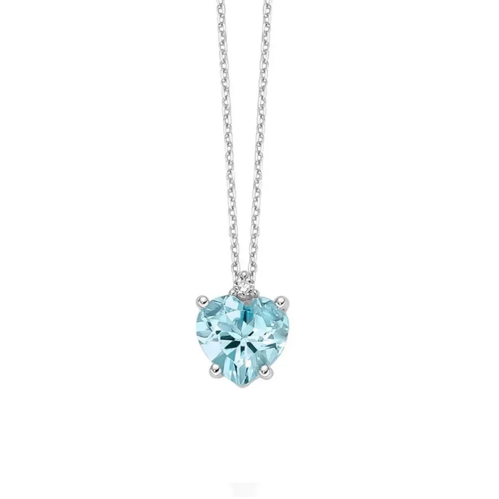Collana catena Miluna in oro bianco con topazio azzurro cuore