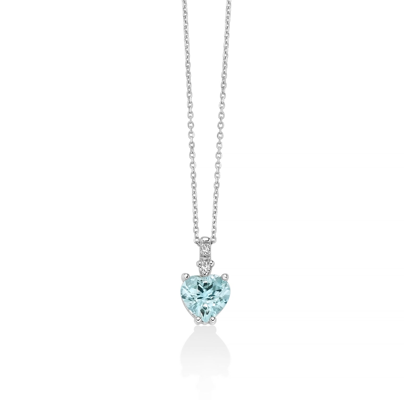 Collana Miluna acquamarina a cuore, diamanti e oro bianco MISURA UNICA