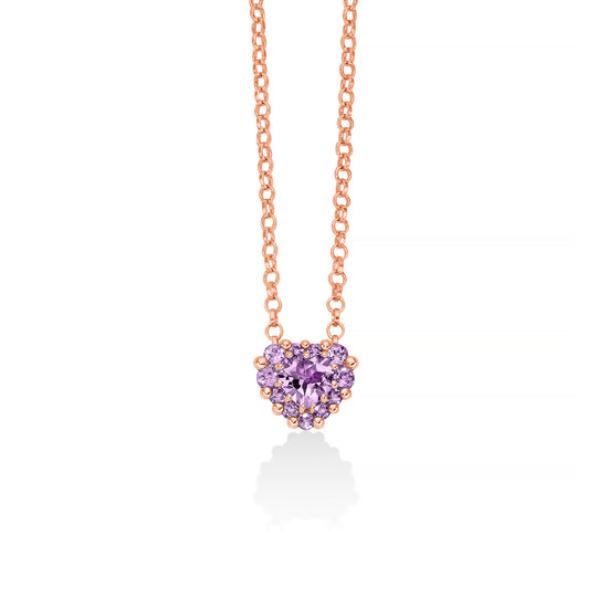 Collana pendente Miluna argento 925 rosè con ametista da donna MI.CLD4803