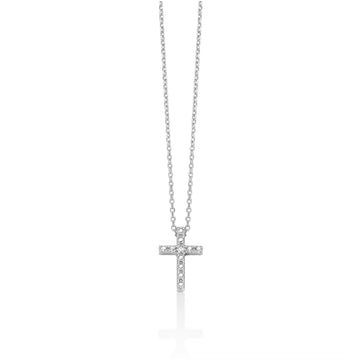 Collana catena Miluna in oro bianco con diamanti croce MISURA UNICA