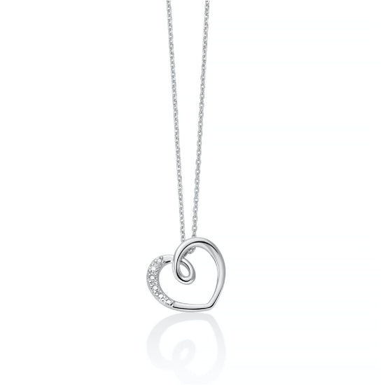 Collana catena Miluna in oro bianco con diamanti cuore MISURA UNICA