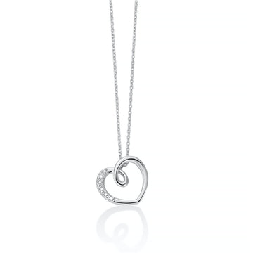 Collana catena Miluna in oro bianco con diamanti cuore MISURA UNICA