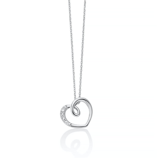 Collana catena Miluna in oro bianco con diamanti cuore MISURA UNICA
