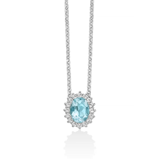 Collana Miluna in argento con topazio azzurro e bianco MISURA UNICA