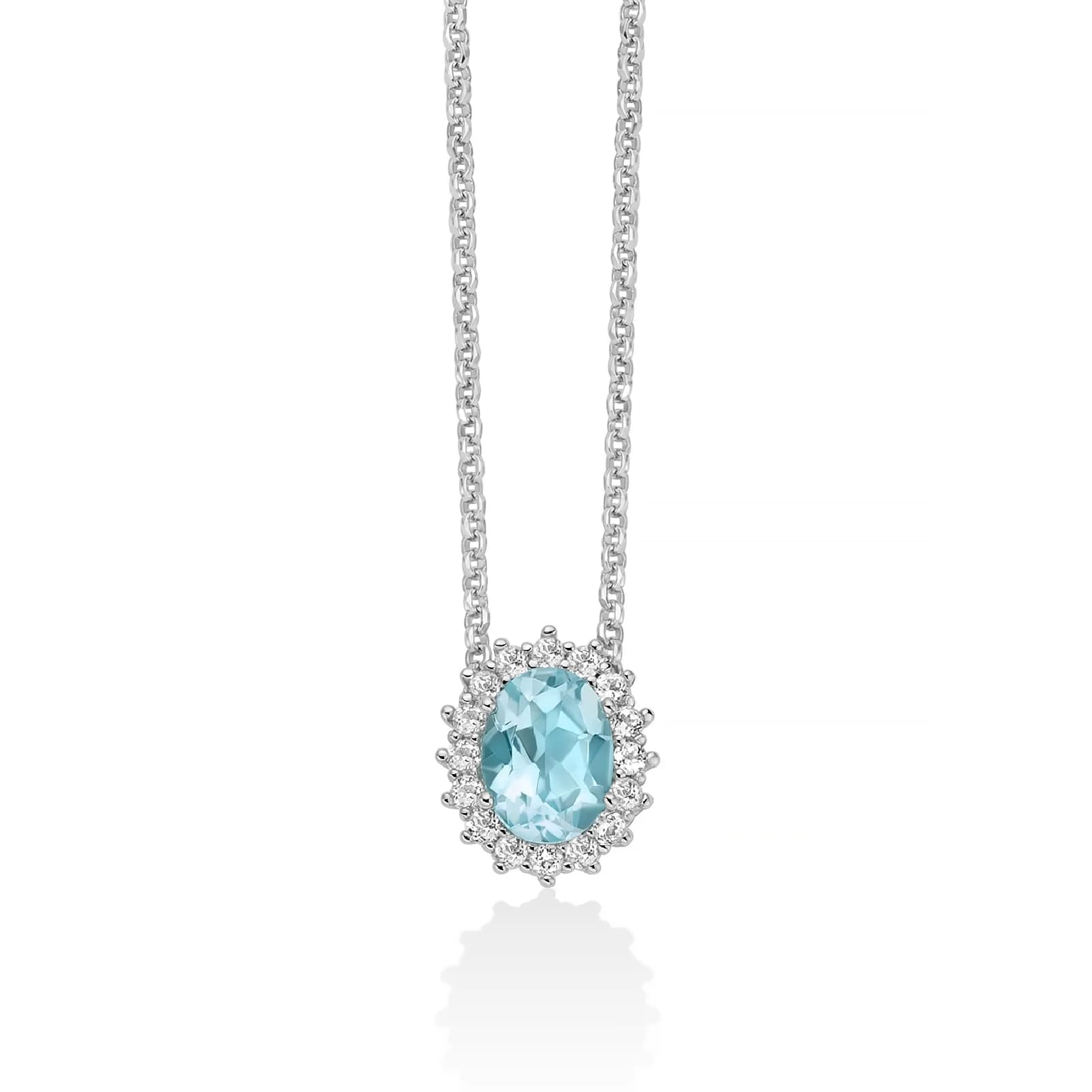 Collana Miluna in argento con topazio azzurro e bianco MISURA UNICA