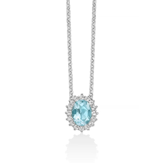 Collana Miluna in argento con topazio azzurro e bianco MISURA UNICA
