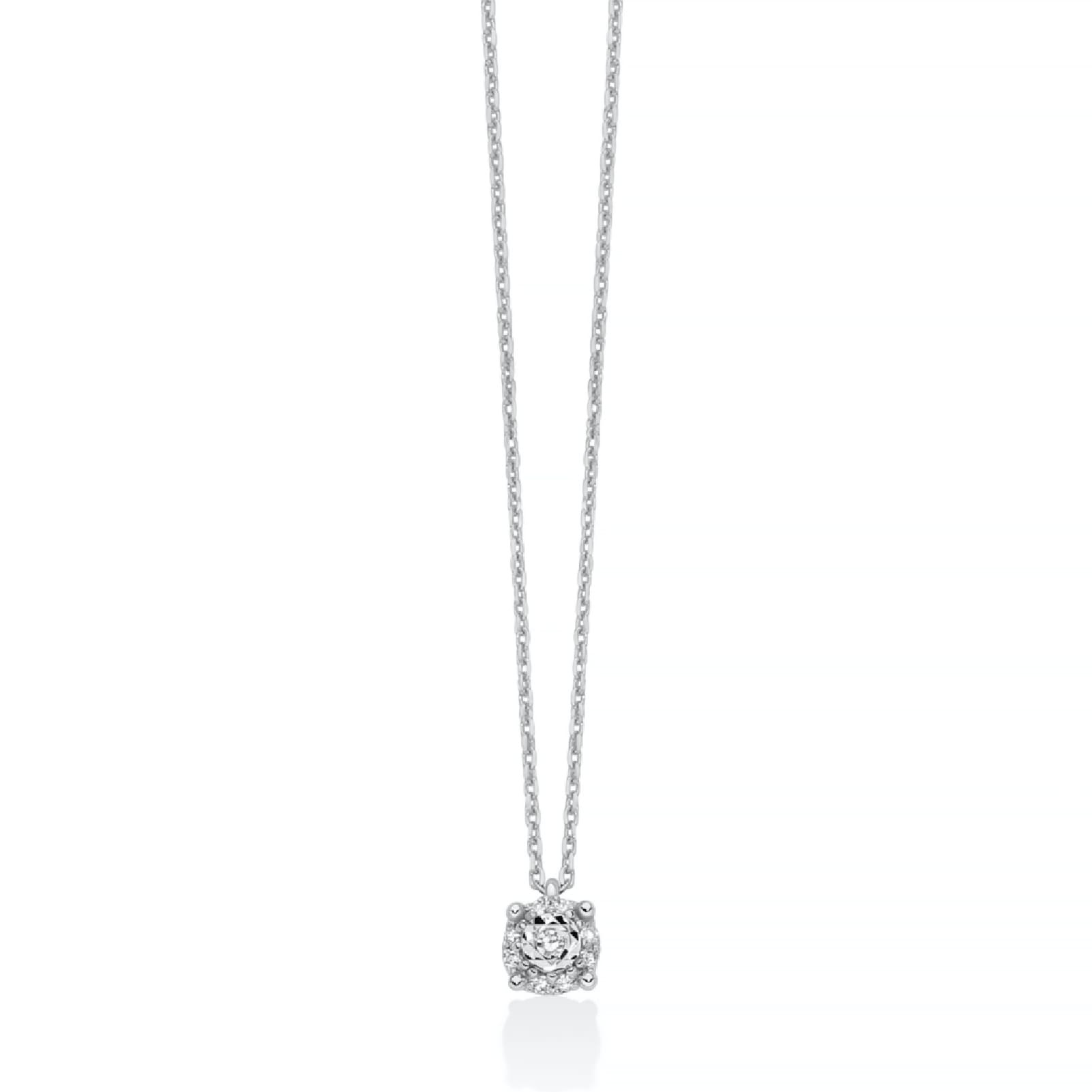 Collana catena Miluna in oro bianco con 9 diamanti 0,02 ct