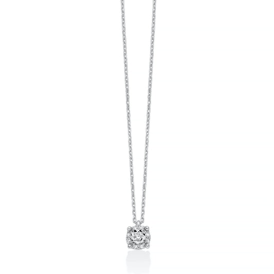 Collana catena Miluna in oro bianco con 9 diamanti 0,02 ct MISURA UNICA