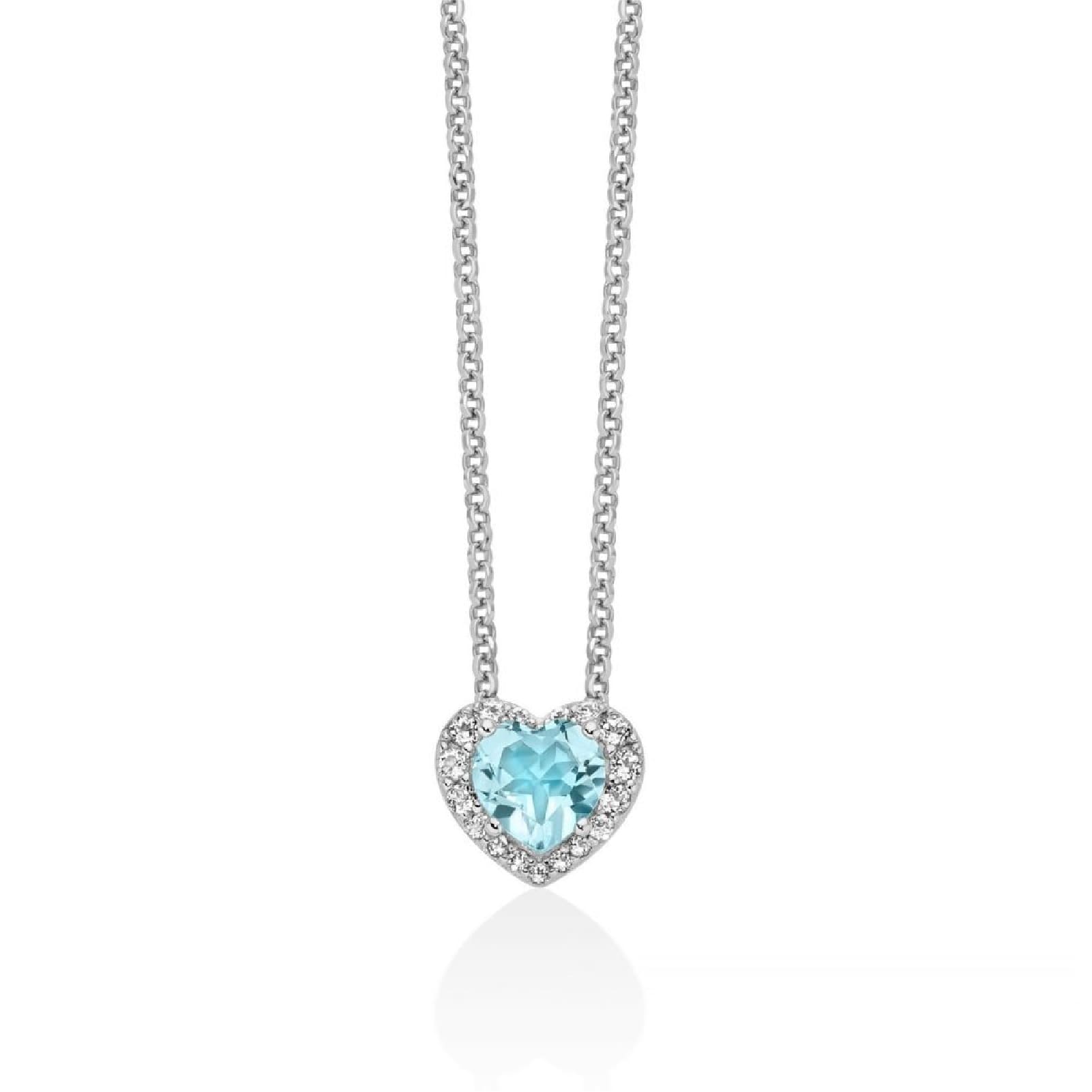 Collana Miluna Gemma del Cielo argento topazi cuore piccolo