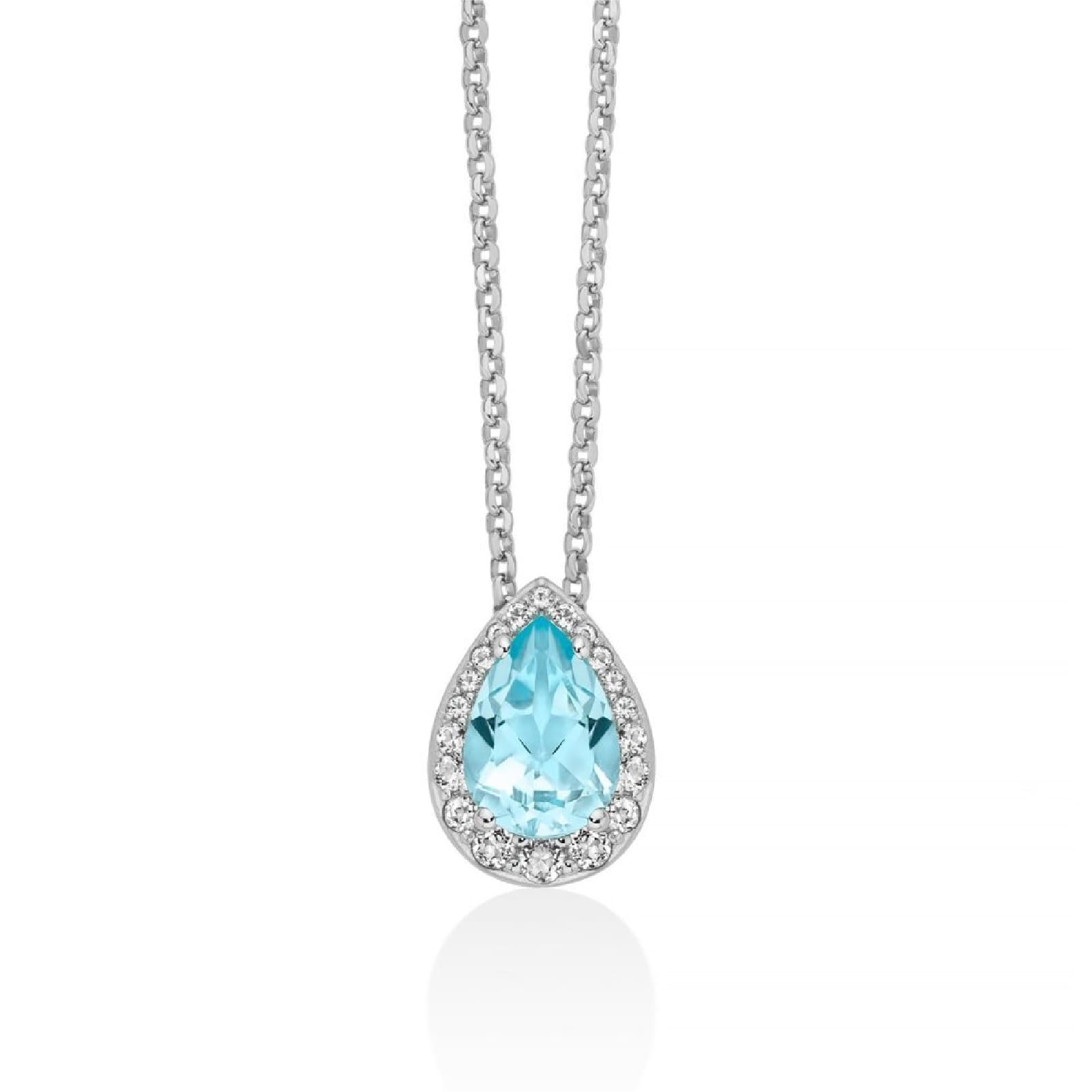 Collana Miluna Gemma del Cielo argento topazi goccia grande