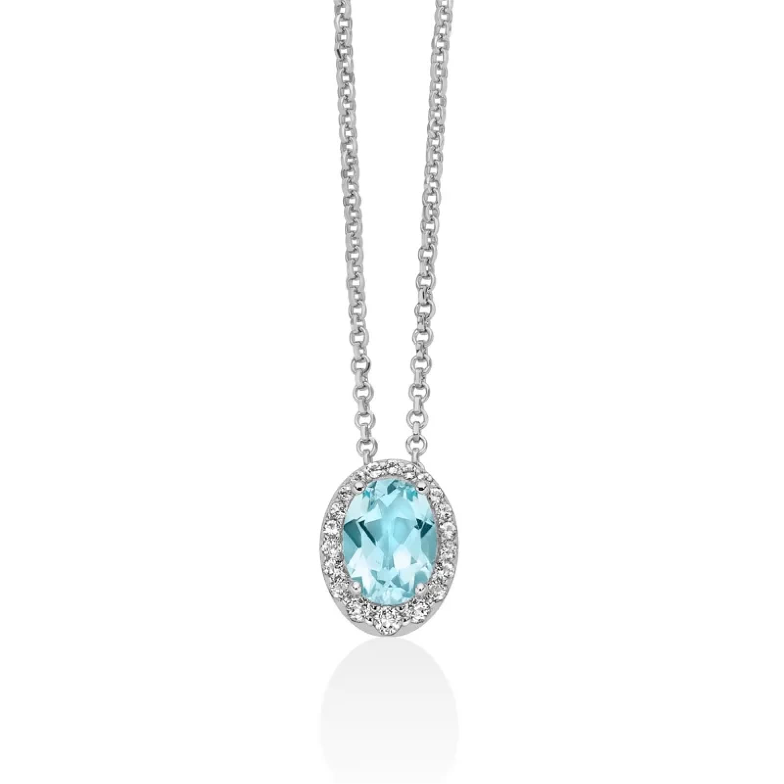 Collana Miluna Gemma del Cielo argento topazi ovale piccolo