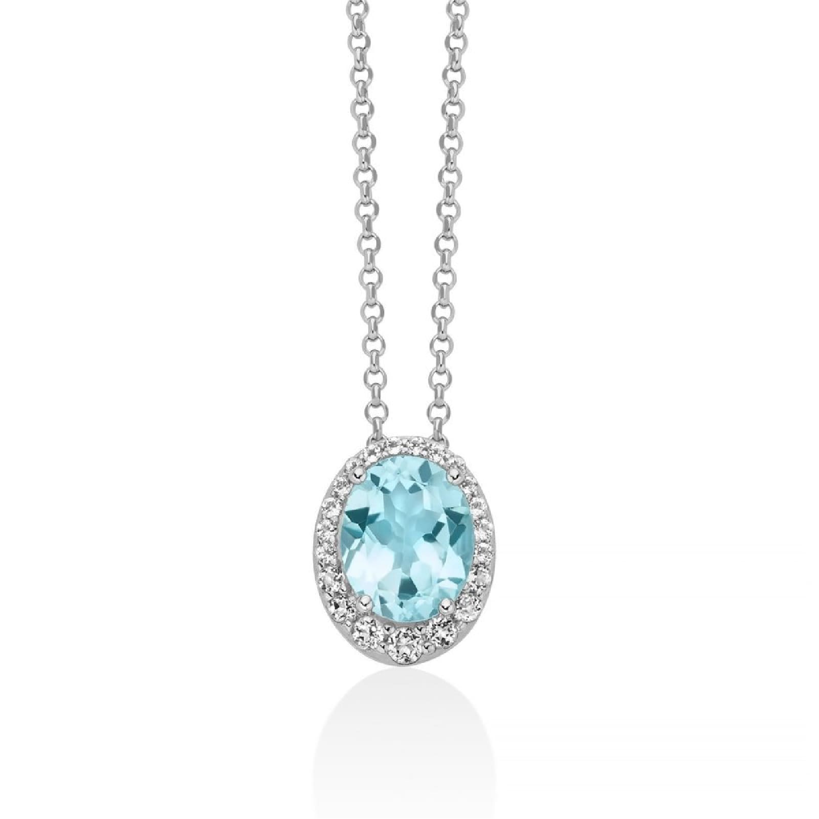 Collana Miluna Gemma del Cielo argento topazi ovale