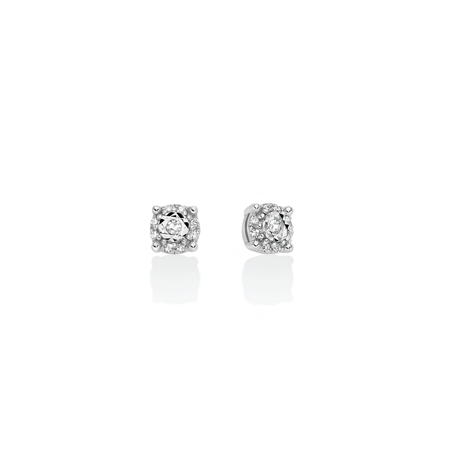Orecchini lobo Miluna in oro bianco con 18 diamanti 0,04 ct MISURA UNICA