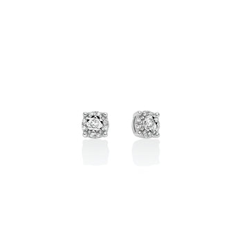 Orecchini lobo Miluna in oro bianco con 18 diamanti 0,04 ct MISURA UNICA