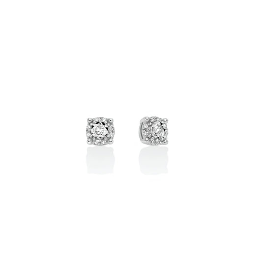 Orecchini lobo Miluna in oro bianco con 18 diamanti 0,04 ct MISURA UNICA