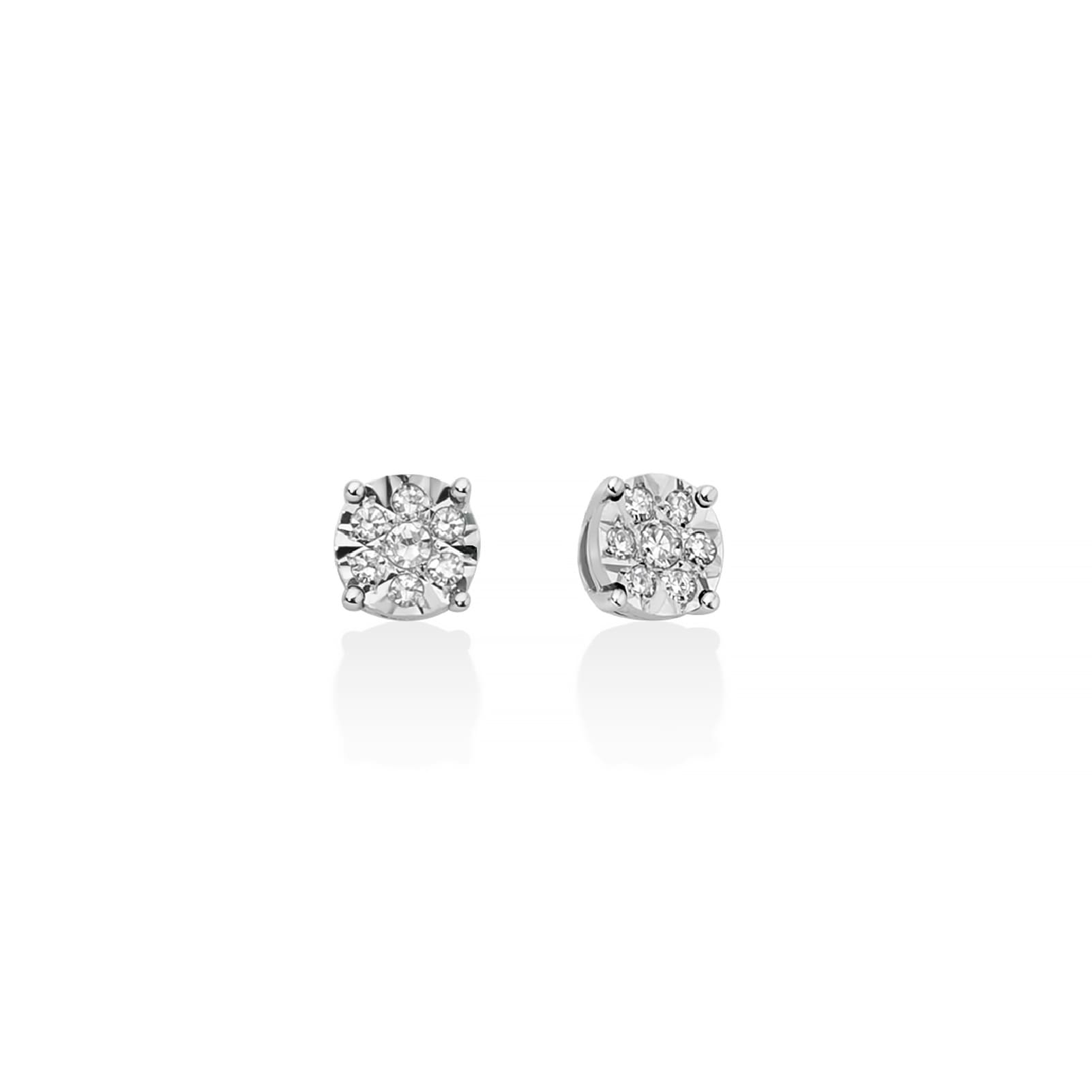 Orecchini lobo Miluna in oro bianco con 14 diamanti 0,09 ct