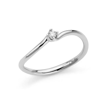 Anello solitario Miluna in oro bianco con diamante 0,03 ct SU MISURA