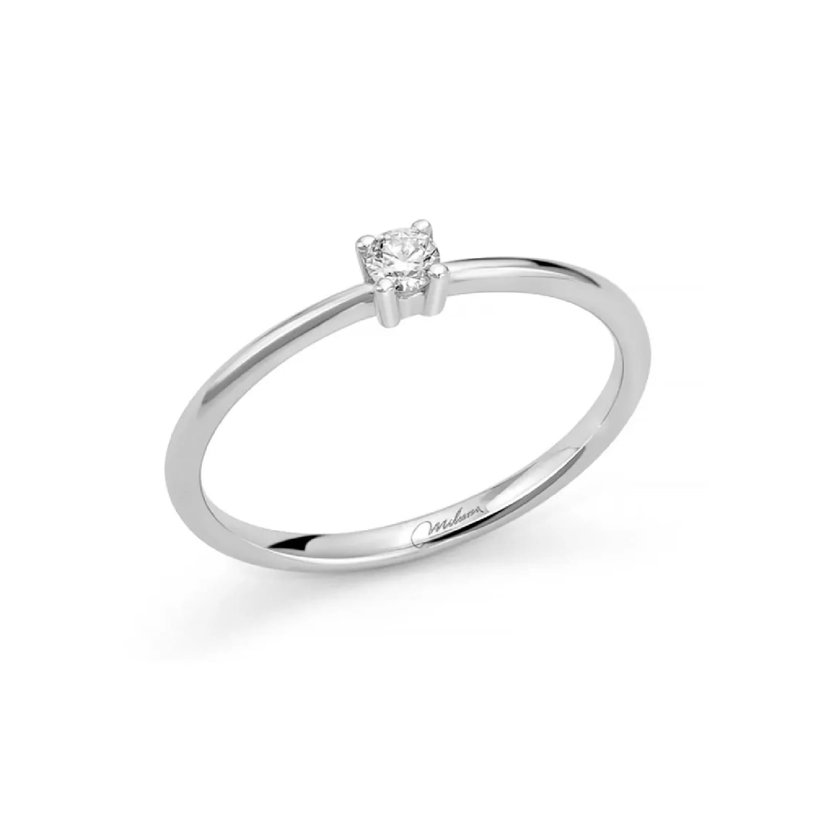 Anello solitario Miluna in oro bianco con diamante 0,05 ct SU MISURA
