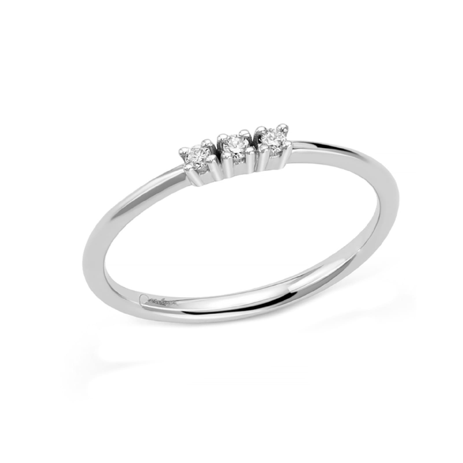 Anello trilogy Miluna in oro bianco con 3 diamanti 0,06 ct SU MISURA