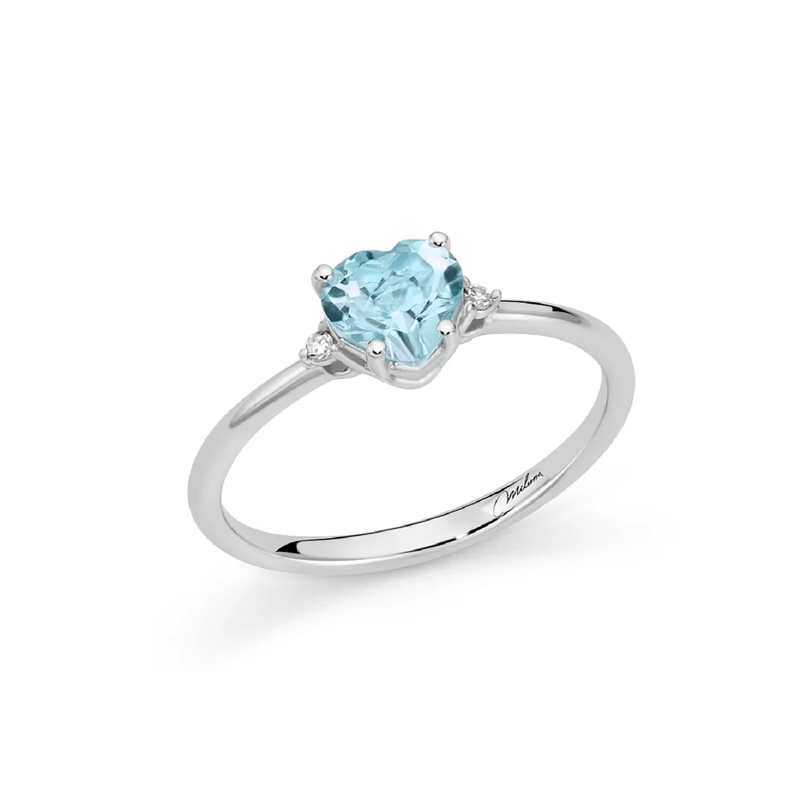 Anello Miluna in oro bianco con topazio azzurro cuore