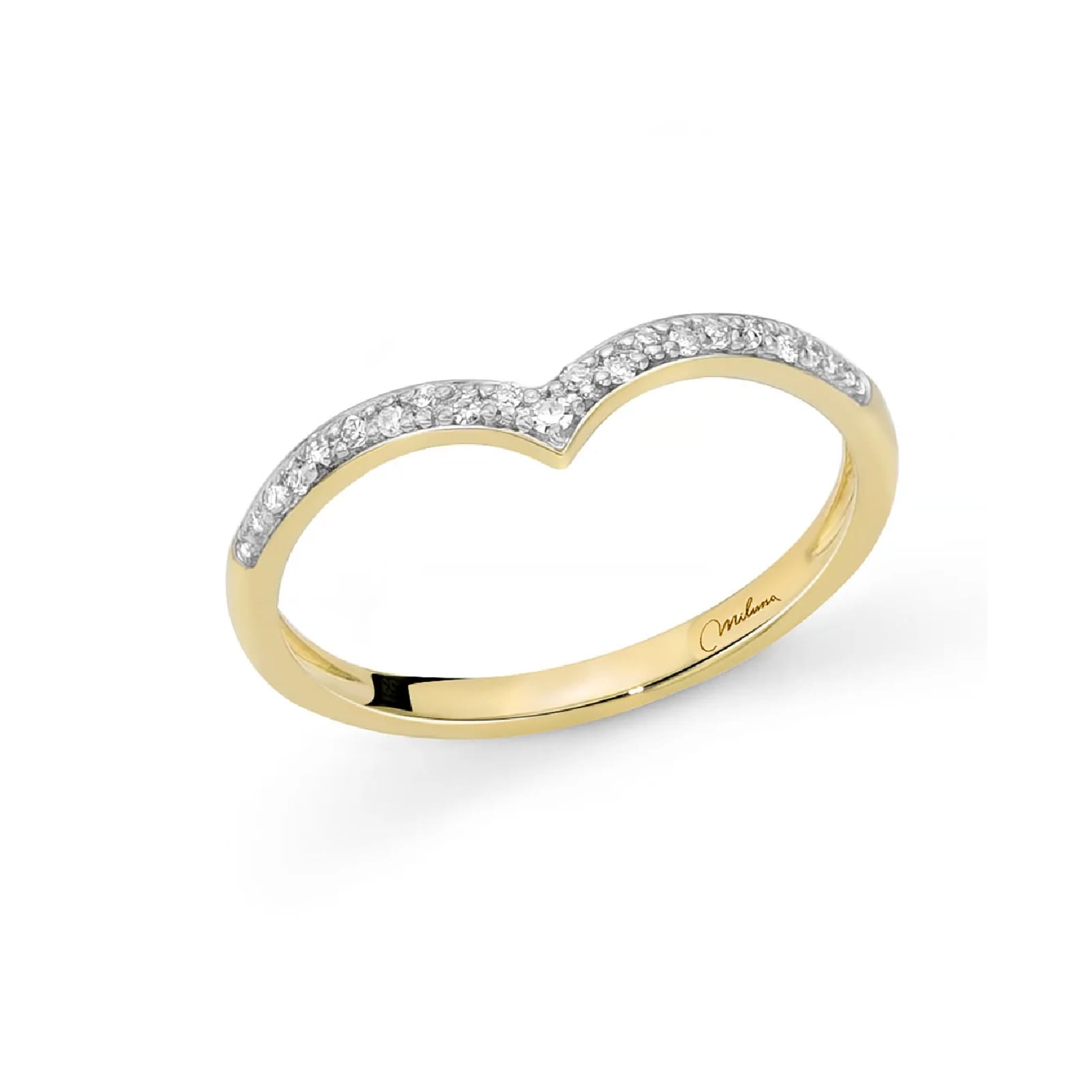 Anello veretta Miluna in oro giallo con 17 diamanti 0,06 ct