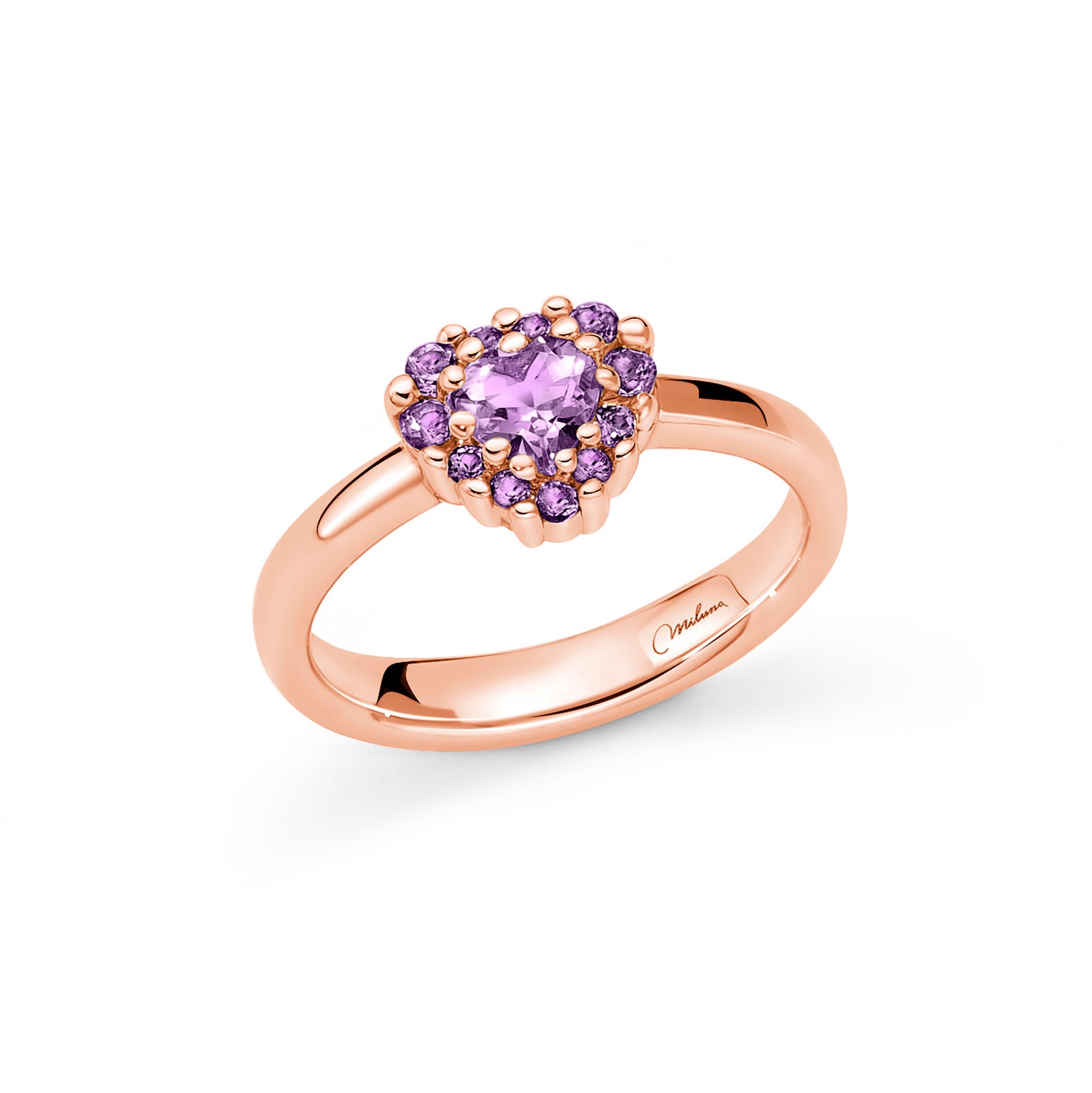 Anello Miluna in argento 925 rosè con ametista viola da donna MI.LID3861
