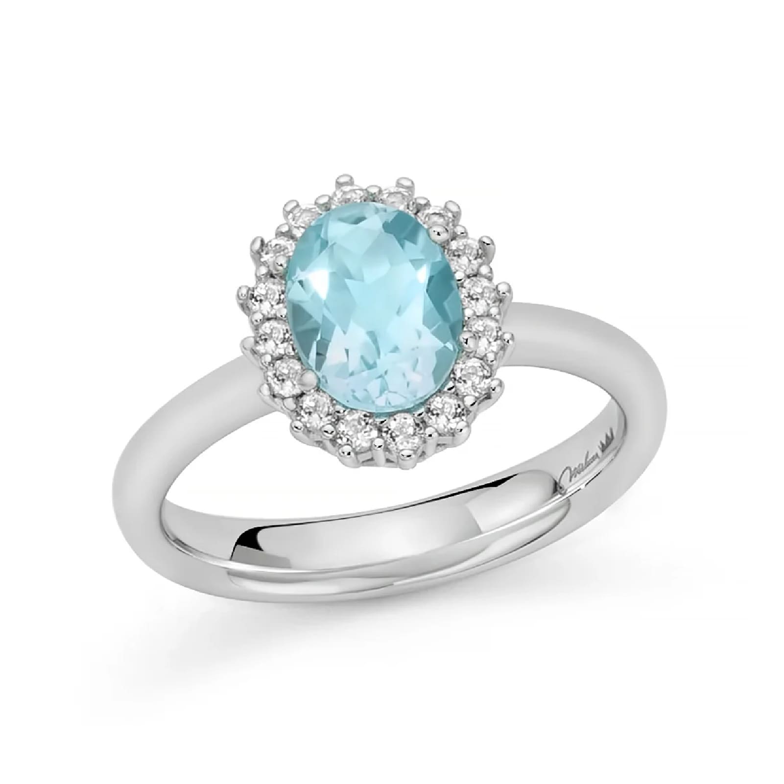 Anello Miluna in argento con topazio azzurro e bianco 14