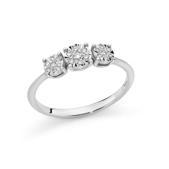 Anello trilogy Miluna oro bianco e 21 diamanti 0,09 ct G/SI SU MISURA