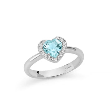 Anello Miluna Gemma del Cielo argento topazi cuore piccolo 14
