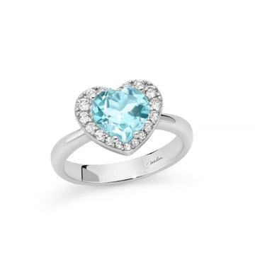 Anello Miluna Gemma del Cielo argento topazi cuore medio 14