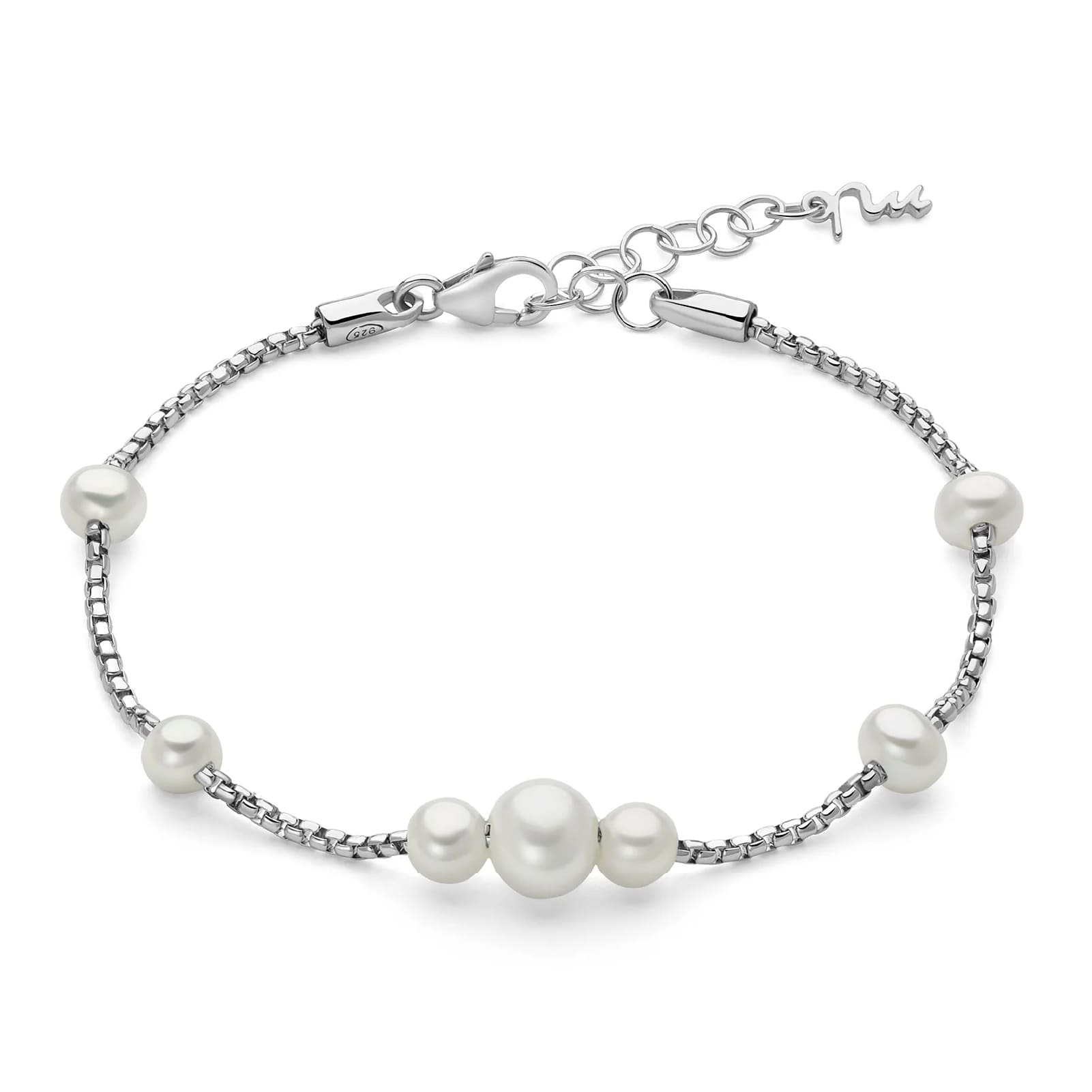 Bracciale Miluna Miss Italia in argento con sette perle Regolabile 16,5-19,5 cm