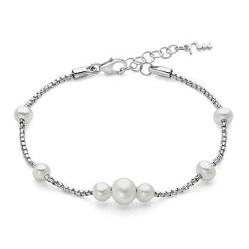 Bracciale Miluna Miss Italia in argento con sette perle Regolabile 16,5-19,5 cm