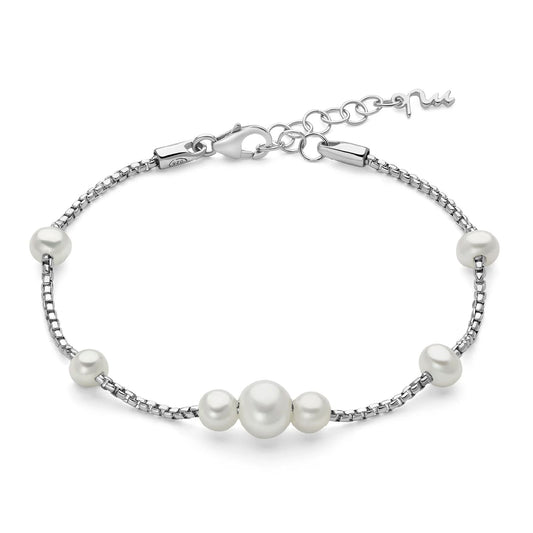 Bracciale Miluna Miss Italia in argento con sette perle Regolabile 16,5-19,5 cm
