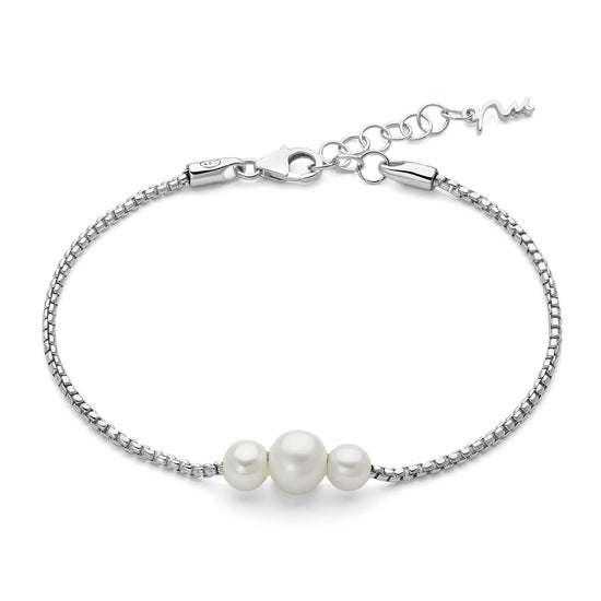 Bracciale Miluna Miss Italia in argento con tre perle Regolabile 16,5-19,5 cm