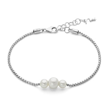 Bracciale Miluna Miss Italia in argento con tre perle Regolabile 16,5-19,5 cm