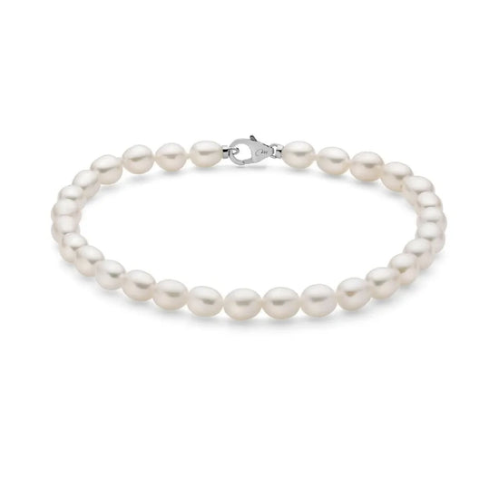 Bracciale di perle Miluna in argento e perle da 5-5,5 mm 18 cm