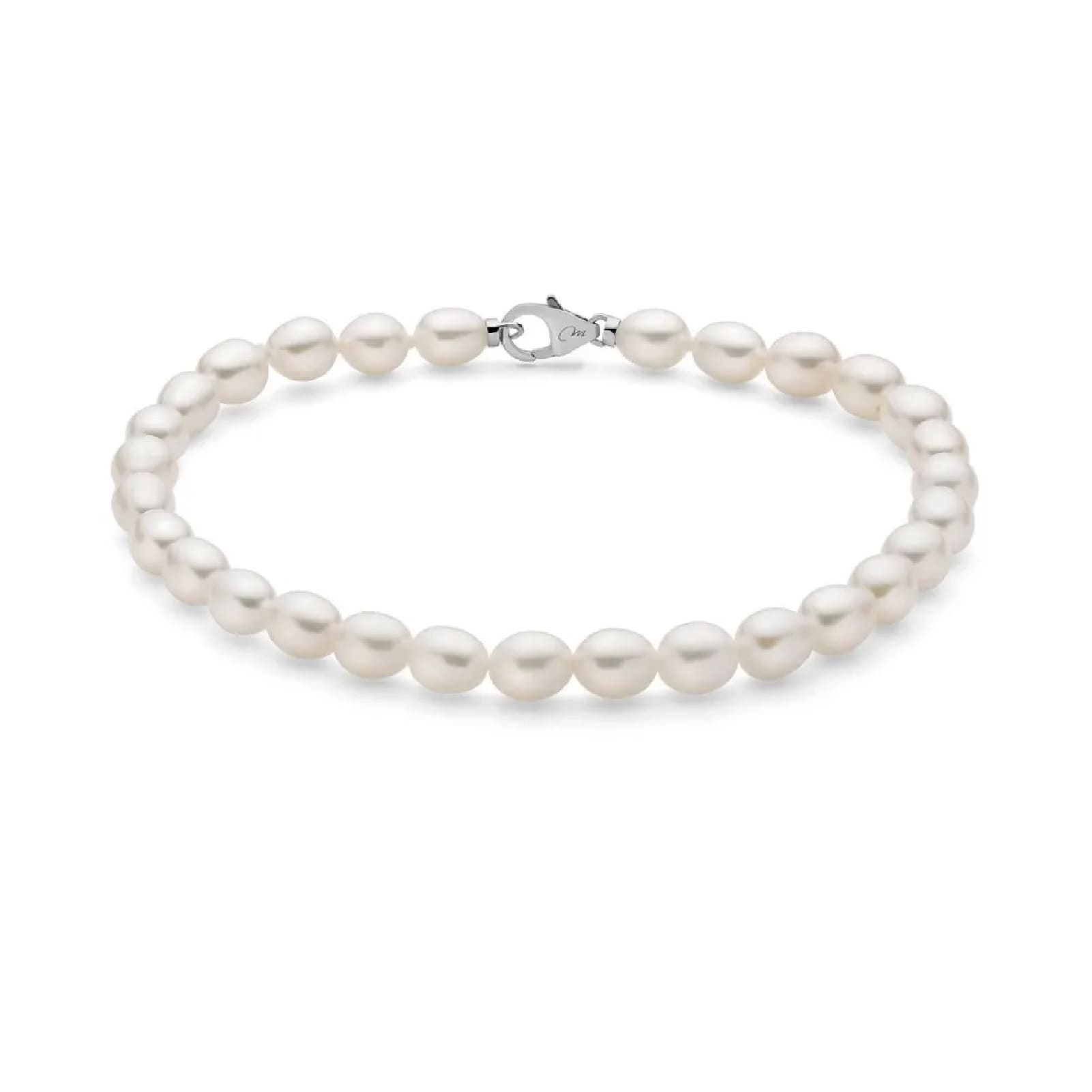 Bracciale di perle Miluna in argento e perle da 5-5,5 mm 18 cm