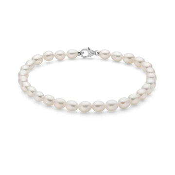 Bracciale di perle Miluna in argento e perle da 5-5,5 mm 18 cm