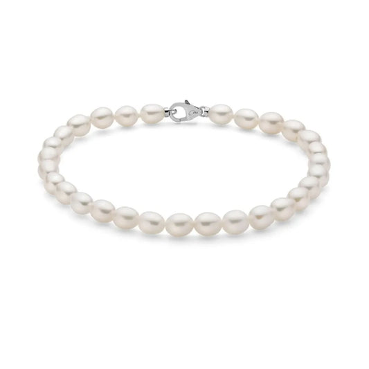 Bracciale di perle Miluna in argento e perle da 5-5,5 mm 18 cm