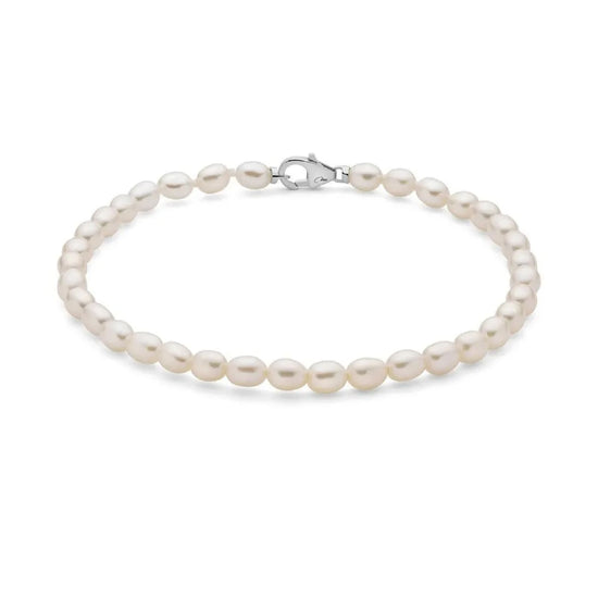 Bracciale di perle Miluna in argento e perle da 4-4,5 mm 18 cm