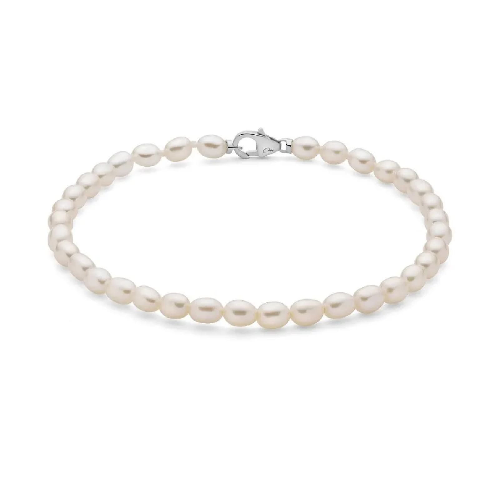 Bracciale di perle Miluna in argento e perle da 4-4,5 mm 18 cm