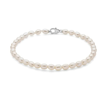 Bracciale di perle Miluna in argento e perle da 4-4,5 mm 18 cm
