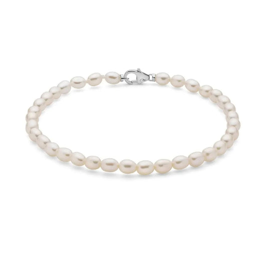 Bracciale di perle Miluna in argento e perle da 4-4,5 mm 18 cm
