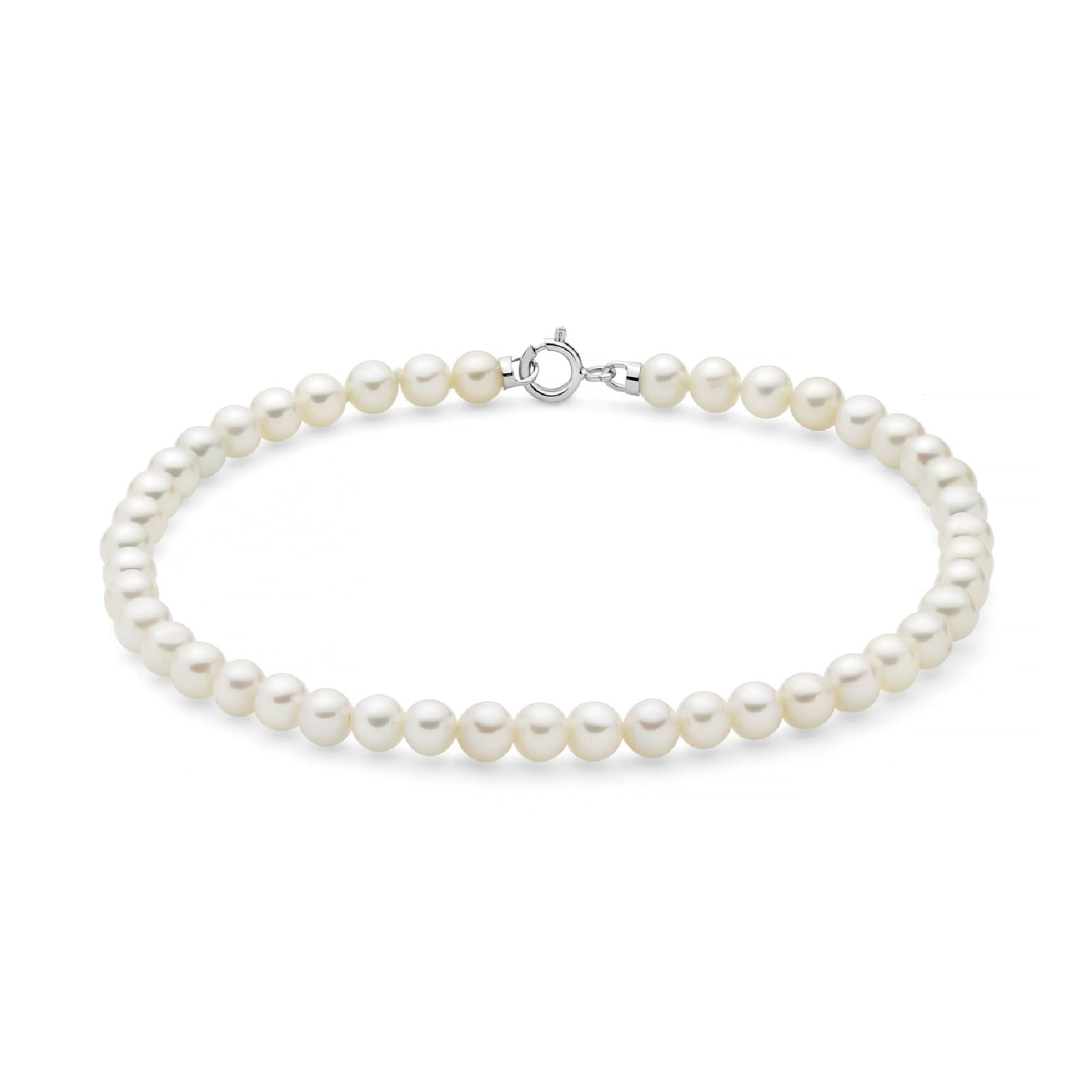 Bracciale di perle Miluna in oro bianco e perle da 4,5-5 mm 17 cm