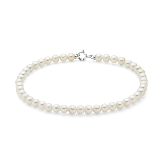 Bracciale di perle Miluna in oro bianco perle da 4-4,5 mm 17 cm