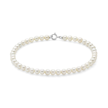 Bracciale di perle Miluna in oro bianco perle da 4-4,5 mm 17 cm