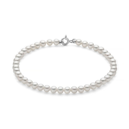 Bracciale di perle Miluna oro bianco perle da 4-4,5 mm 17 cm