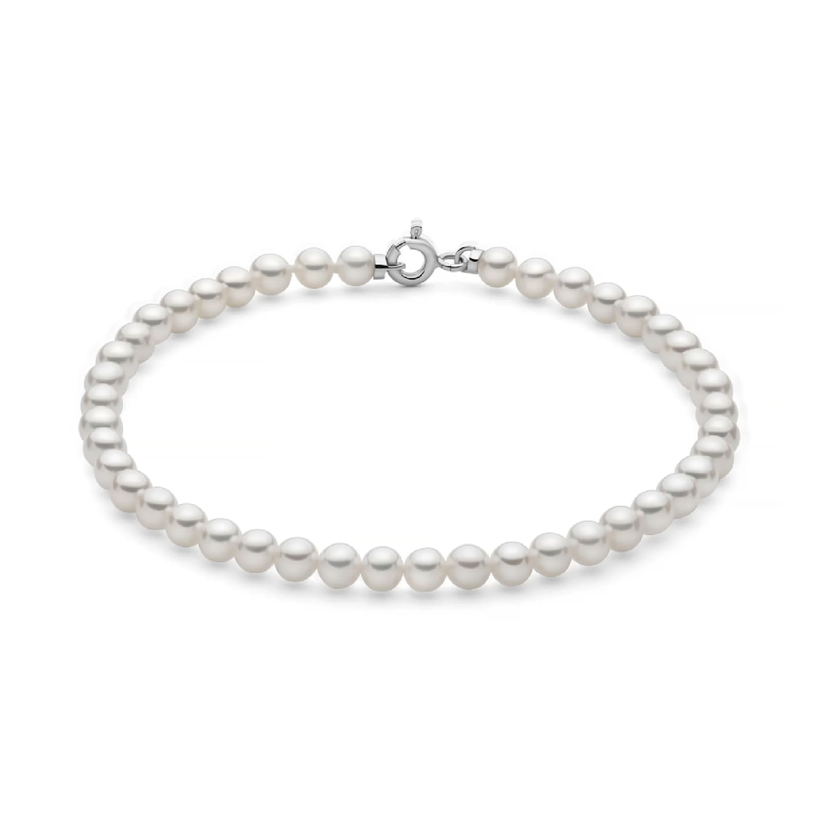 Bracciale di perle Miluna oro bianco perle da 4-4,5 mm 17 cm